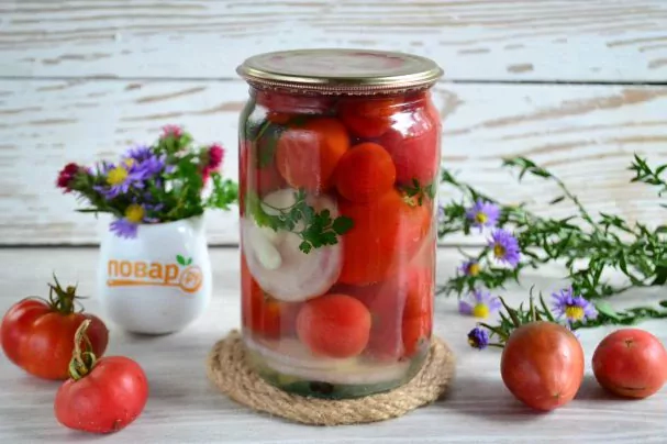 Pomidorai su želatina be kaitinimo (sterilizacijos)