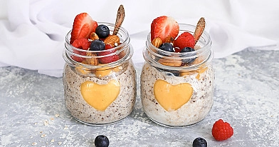 Overnight oats receptas - per naktį brinkintos avižos su linų sėmenimis ir avižų sėlenomis