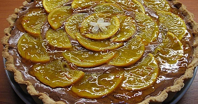 Prancūziškas Orangette Tarte - trapios tešlos pyragas su šokoladu ir apelsinais