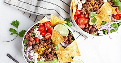 Meksikietiškos taco salotos su malta jautiena