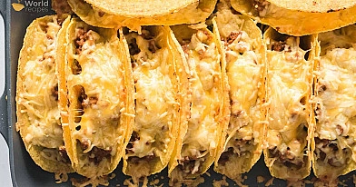 Orkaitėje kepti Taco su faršu, pupelėmis ir sūriu