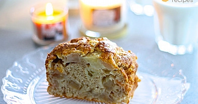 Obuolių duona - pyragas su pienu, kepimo milteliais ir sviestu arba margarinu
