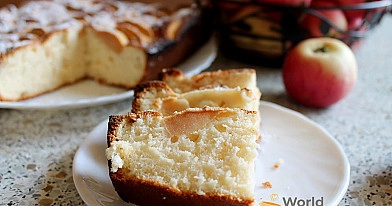 Paprastas biskvitinis pyragas su obuoliais - geriausias receptas