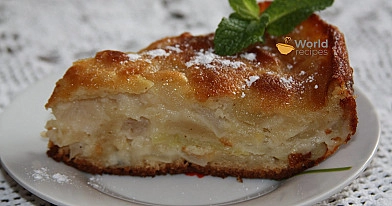 Paryžietiškas obuolių pyragas su traškia saldžia plutele ir užpilu