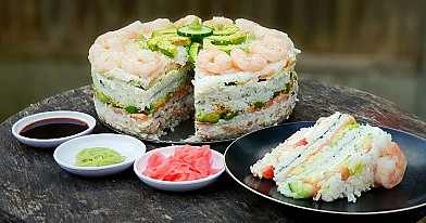Sushi (Suši) Tortas su lašiša, tunu ir krevetėmis