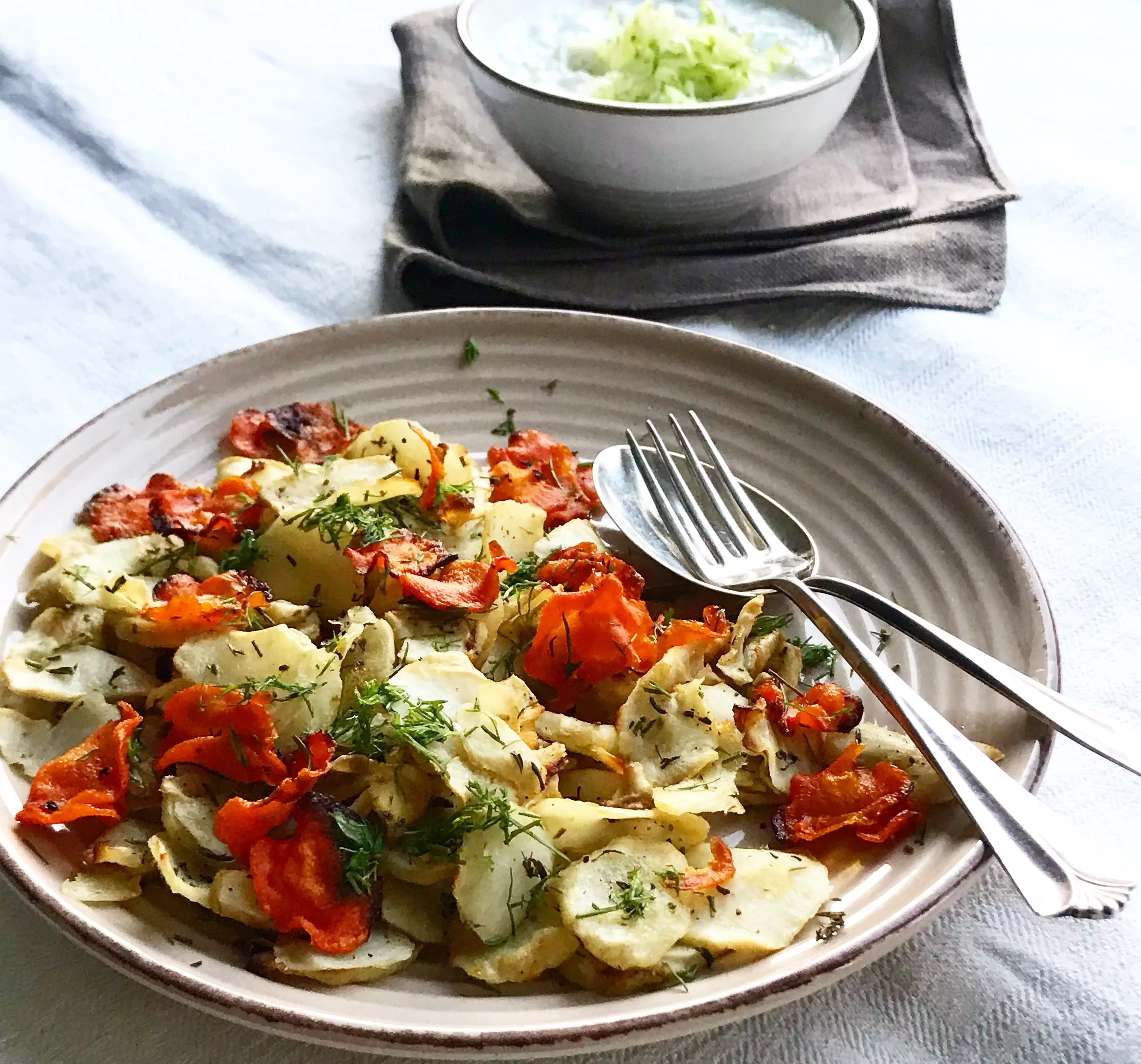 Veganiškai kepti topinambai orkaitėje